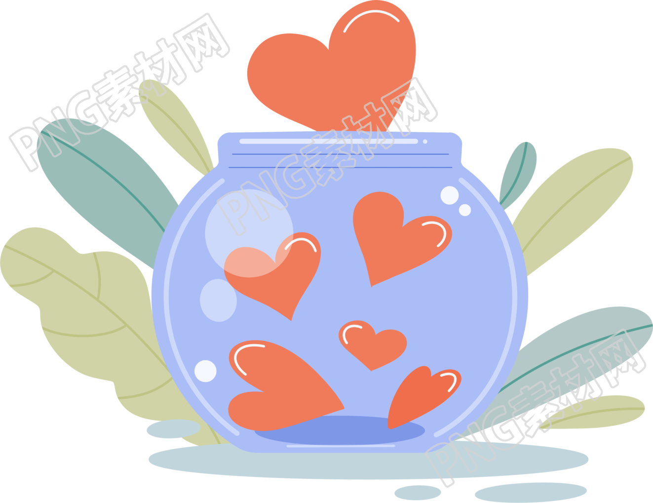 手绘紫色爱心瓶慈善公益PNG插画