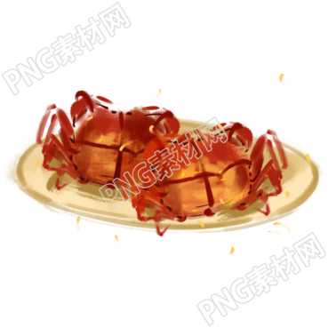 手绘美味的螃蟹你好十月插画