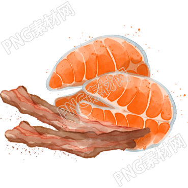 透明背景美味的三文鱼培根插画