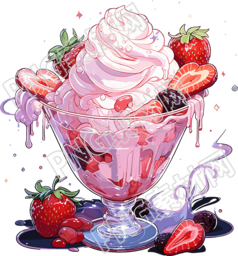 透明背景草莓奶昔冰激凌插画设计