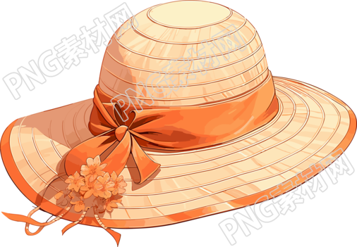 带丝绸的典雅太阳帽高清PNG图形素材