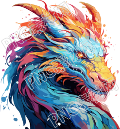 缤纷抽象龙头插画设计元素