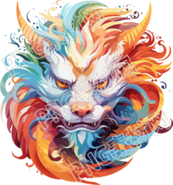 彩虹色龙头插画设计素材