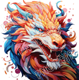 色彩渐变中国龙头商用素材