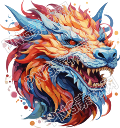 彩色抽象龙头绘画素材