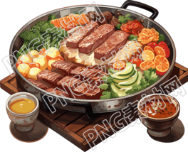 卡通饱和色火锅插画素材