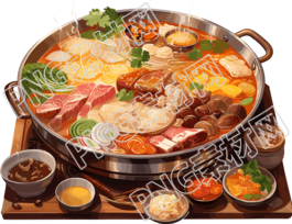 秋冬热气腾腾的火锅插图