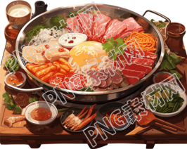 牛肉火锅透明背景插画