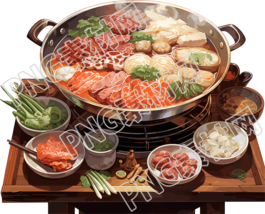 食材丰富的火锅高清PNG图形素材
