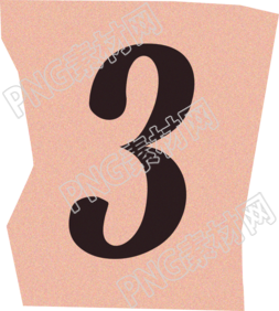 数字3复古贴纸插画素材