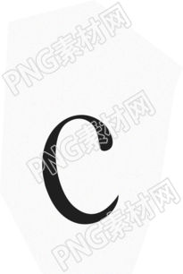 英文字母小写c复古贴纸插画素材