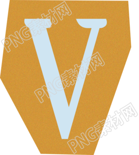 英文字母V复古贴纸插画素材