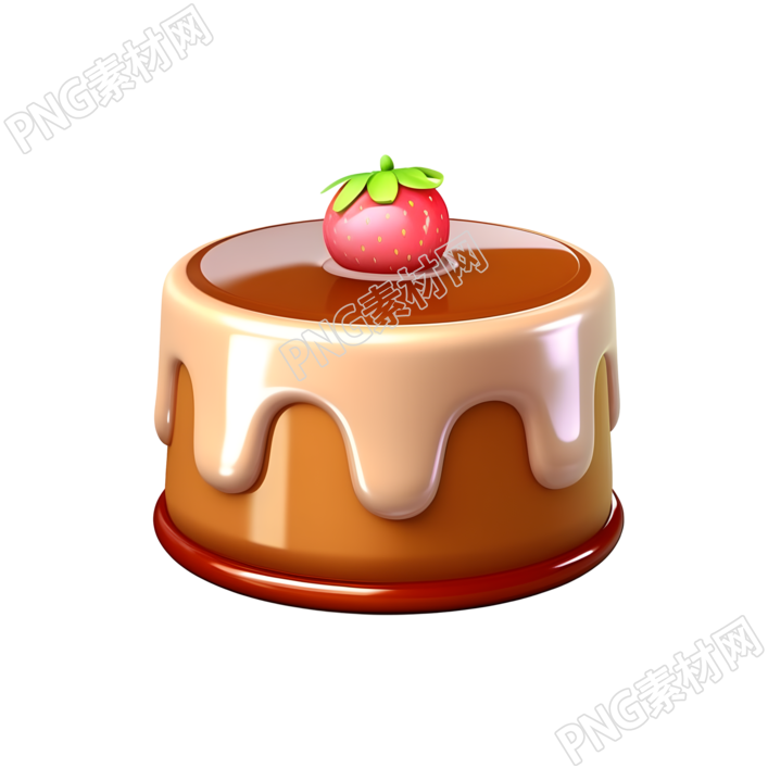 3D卡通草莓小蛋糕商用插画