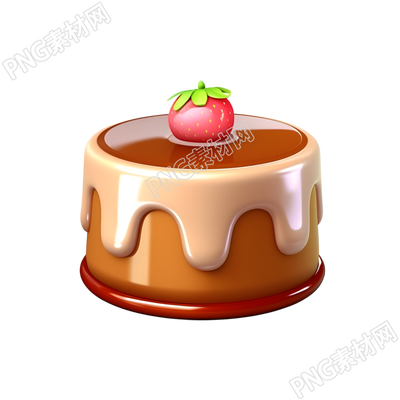 3D卡通草莓小蛋糕商用插画