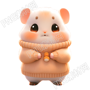 可商用3D光泽黏土动物小仓鼠插画