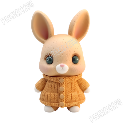 呆萌小兔子3D轻粘土动物素材