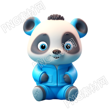 穿外套的熊猫3D光泽粘土素材