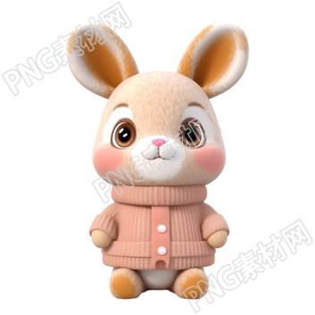3D轻黏土小兔子萌宠插图