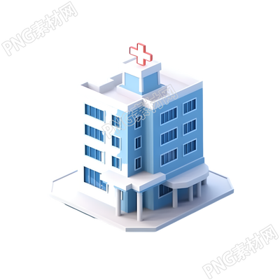 3D艺术医院模型商用插画