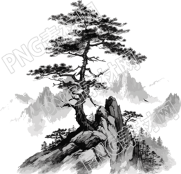 松树山脉古风设计素材