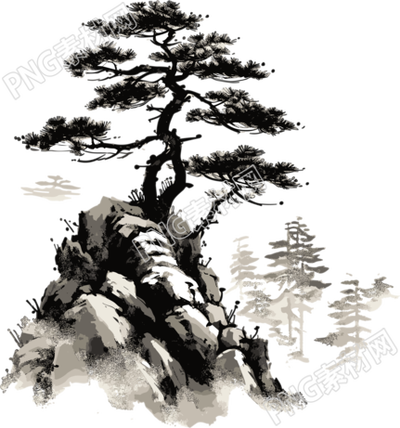 自然美景中国风松树山水素材