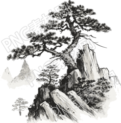 唯美高山上的松树插图