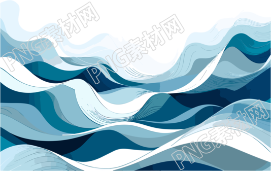 透明背景的抽象海浪插画元素