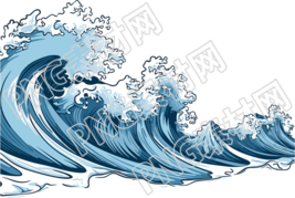 动漫风格海浪插画元素