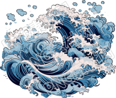 海浪插画白底动态图创意设计元素
