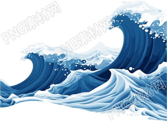 海浪插画白底动态GIF插图