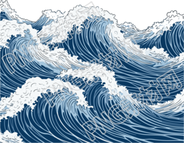 抽象海浪艺术透明背景素材