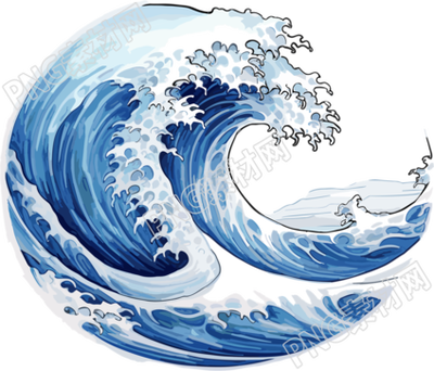 蓝色海浪动态插画设计