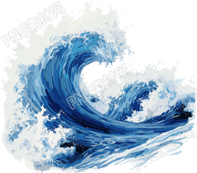 透明背景的海浪插画设计元素
