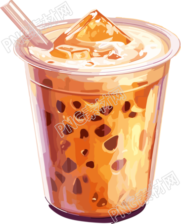 大杯珍珠奶茶饮料插画创意设计