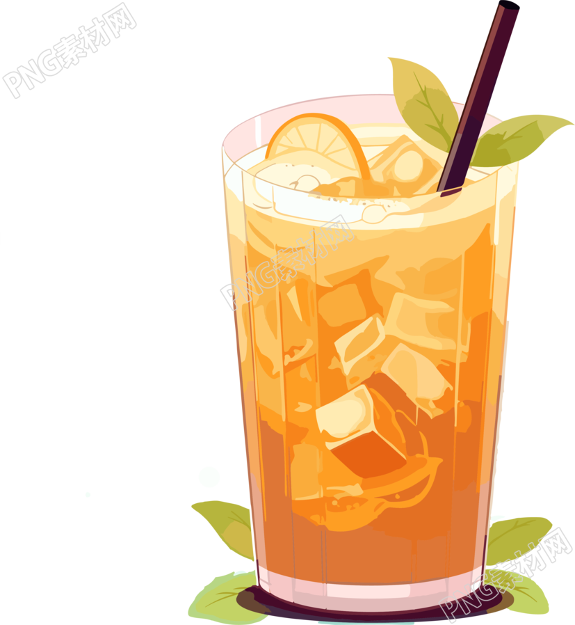 加冰奶茶插画幸福感素材