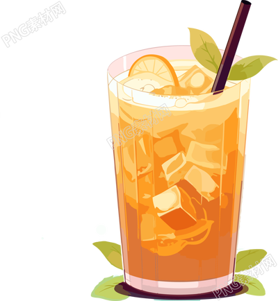 加冰奶茶插画幸福感素材