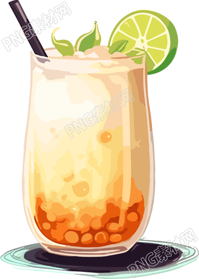 中国奶茶透明背景创意设计插图