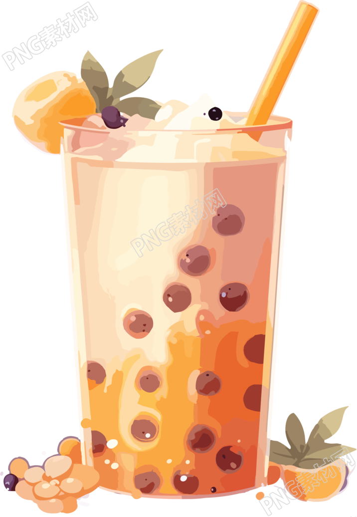 卡通风格中国奶茶插画设计