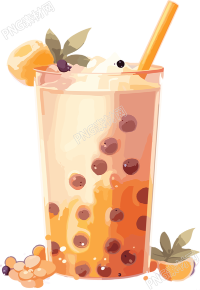 卡通风格中国奶茶插画设计