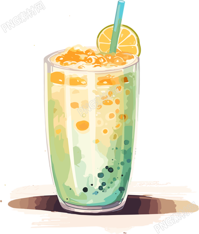 小清新奶茶商用插画