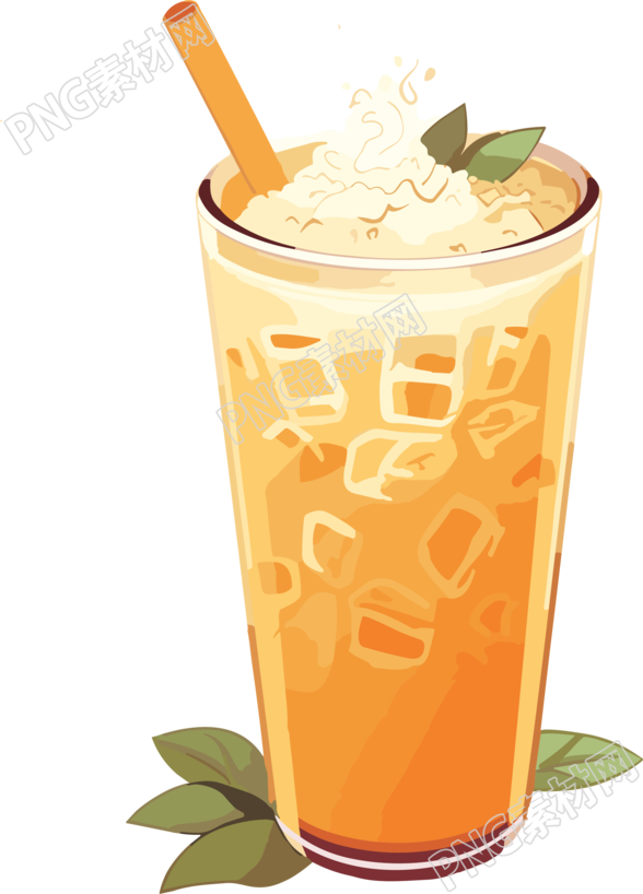 橙子口味奶茶插画设计素材