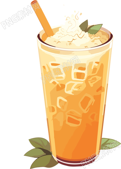 橙子口味奶茶插画设计素材