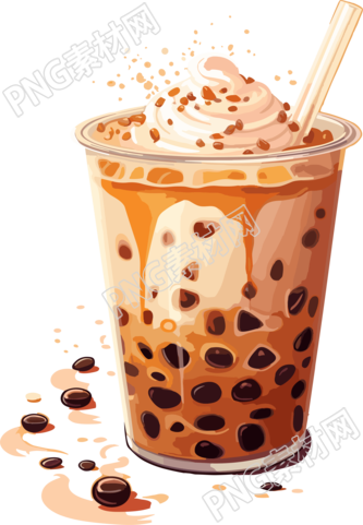 生动活泼的珍珠奶茶插画设计素材