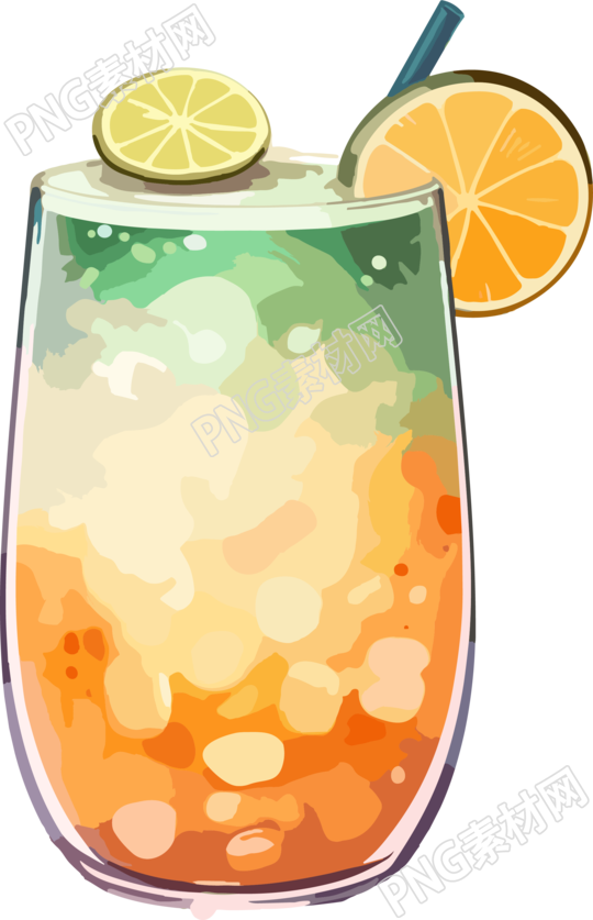 夏日清凉奶茶插画设计素材
