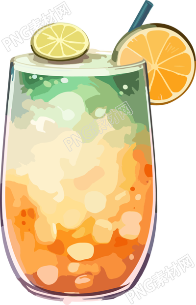 夏日清凉奶茶插画设计素材