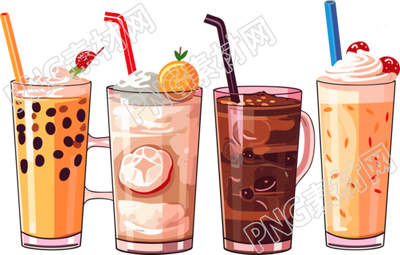 奶茶店美味饮品插画素材