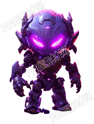 紫光帽子的紫色机器人动漫角色PNG图形素材