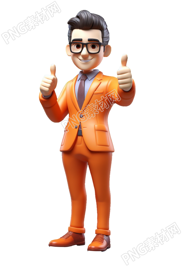 竖大拇指的商务男士3D插画设计