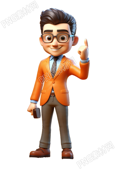夸张可爱的3D商务男士插画