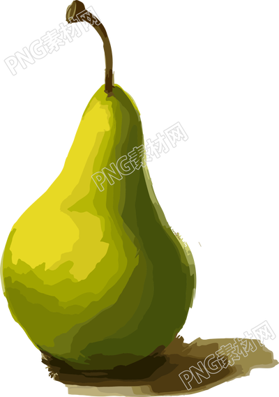 绿色梨子插画设计水彩风格素材